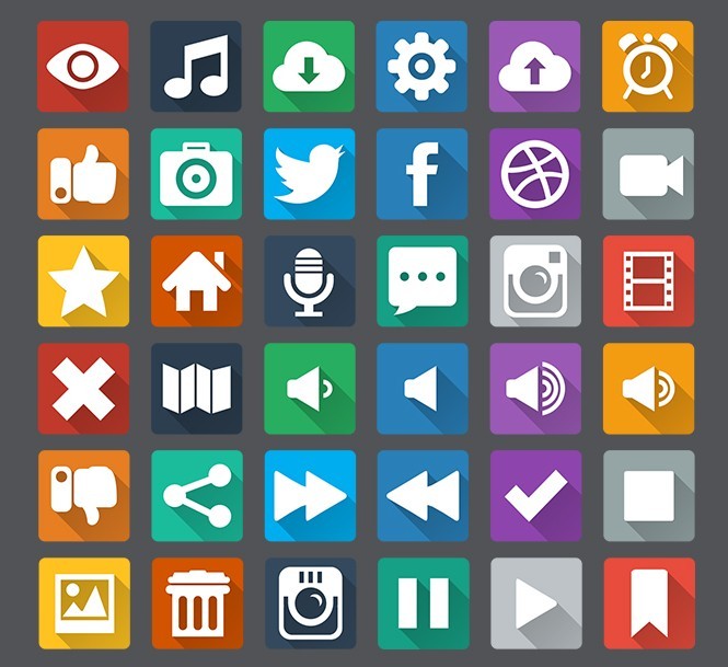 Free Flat Icons With Long Shadow